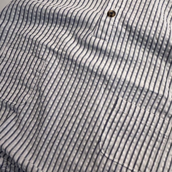 12 month old Carter’s navy striped onesie sleeveless with matching velcro hat - Picture 7 of 7